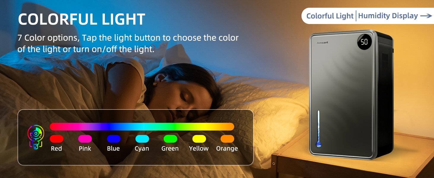 Dehumidifier with 7-color Lights