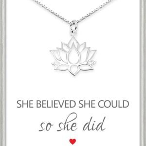 Small Sterling Silver Open Lotus Necklace for Women