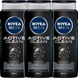 NIVEA MEN Active Clean Body Wash | 3-in-1 Men Shower Gel (Body. Face & Hair). 3x500mL