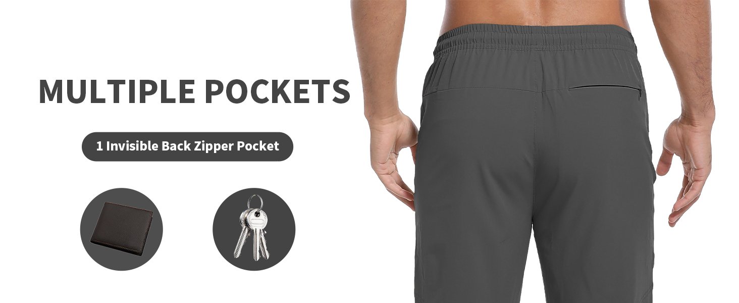 Men's Hiking Work Pants Multiple Pockets Zip Off Elastic Waist