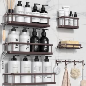 YASONIC Shower Caddy, 6 Pack Large Capacity shower Organizer with Soap Holder and 12 Hooks