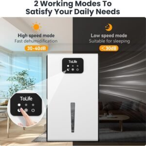 ToLife Dehumidifiers for Home 95 OZ Water Tank with Auto-Off 1000 sq
