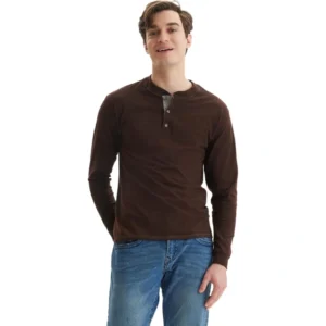 Hanes T Beefyt Henley Long Sleeve Shirt