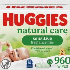 Huggies Natural Care Sensitive Baby Wipes. Unscented. Hypoallergenic. 99% Purified Water. 15 Flip-Top Packs (960 Wipes Total)
