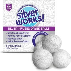 Wool Dryer Balls Laundry Reusable - Odor Eliminating Dryer Laundry Balls with Silver Technology