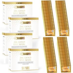 CHMI Under Eye Patches (50 Pairs) - 24K Gold Eye Patches for Puffy Eyes