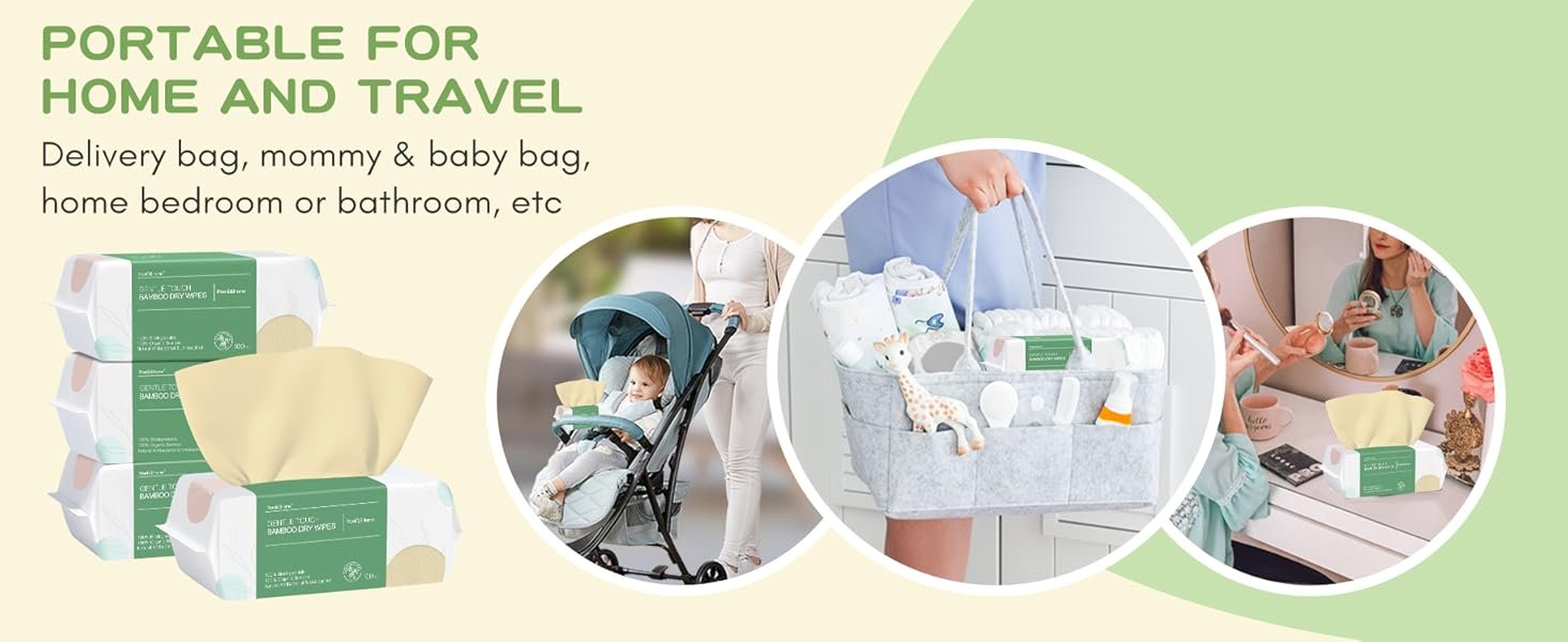 PoeticEHome Bamboo Baby Dry Wipes disposable face towels