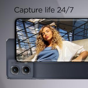 back of smartphone. front of smartphone with simulated image of woman