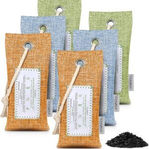 CLEVAST 6 Pack Bamboo Charcoal Air Purifying Bags(6x60g)