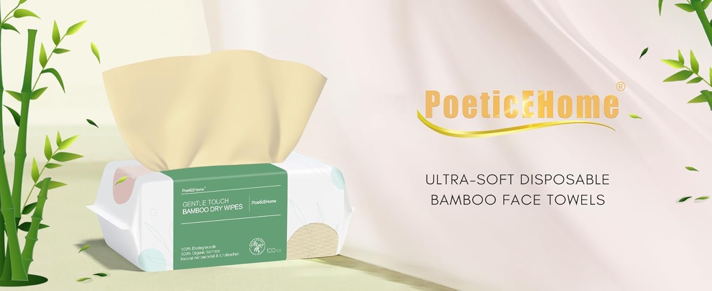 PoeticEHome Bamboo Baby Dry Wipes disposable face towels