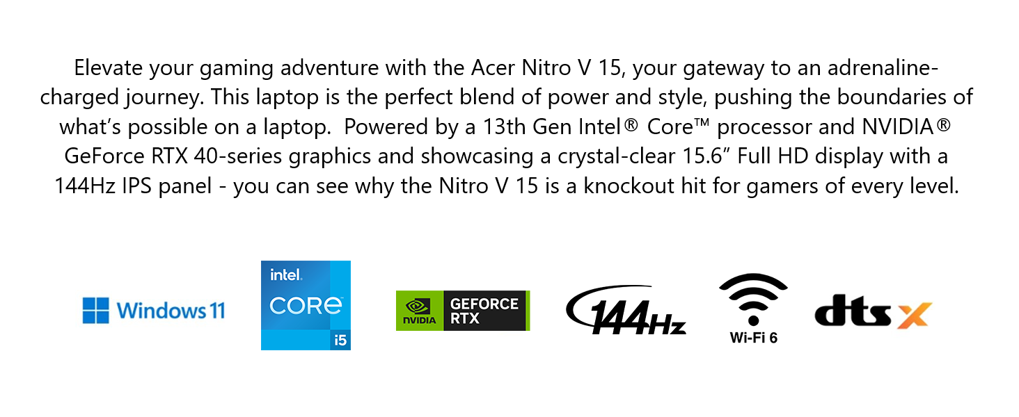 acer nitro V Intel; RTX laptop; 15.6” gaming laptop; Intel gaming laptops; RTX 40