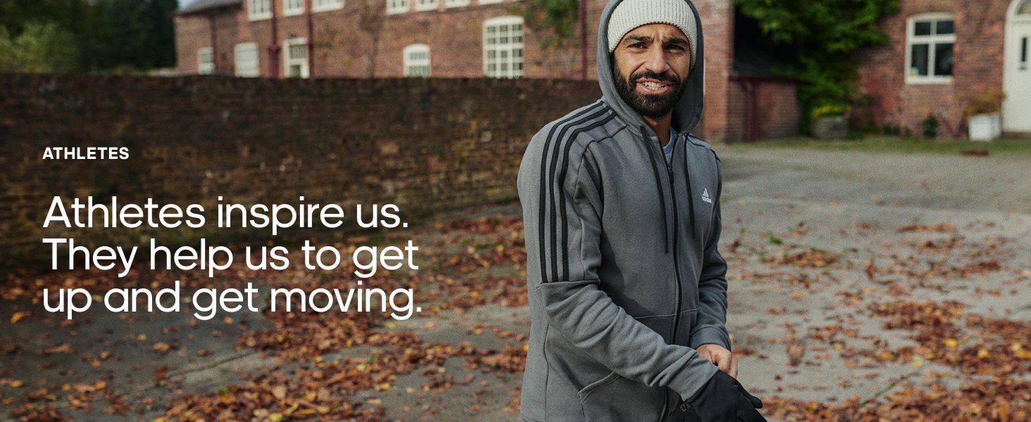 Image of a man exercising. Text says "Atlethe inspire us. They help us to get up and get moving"