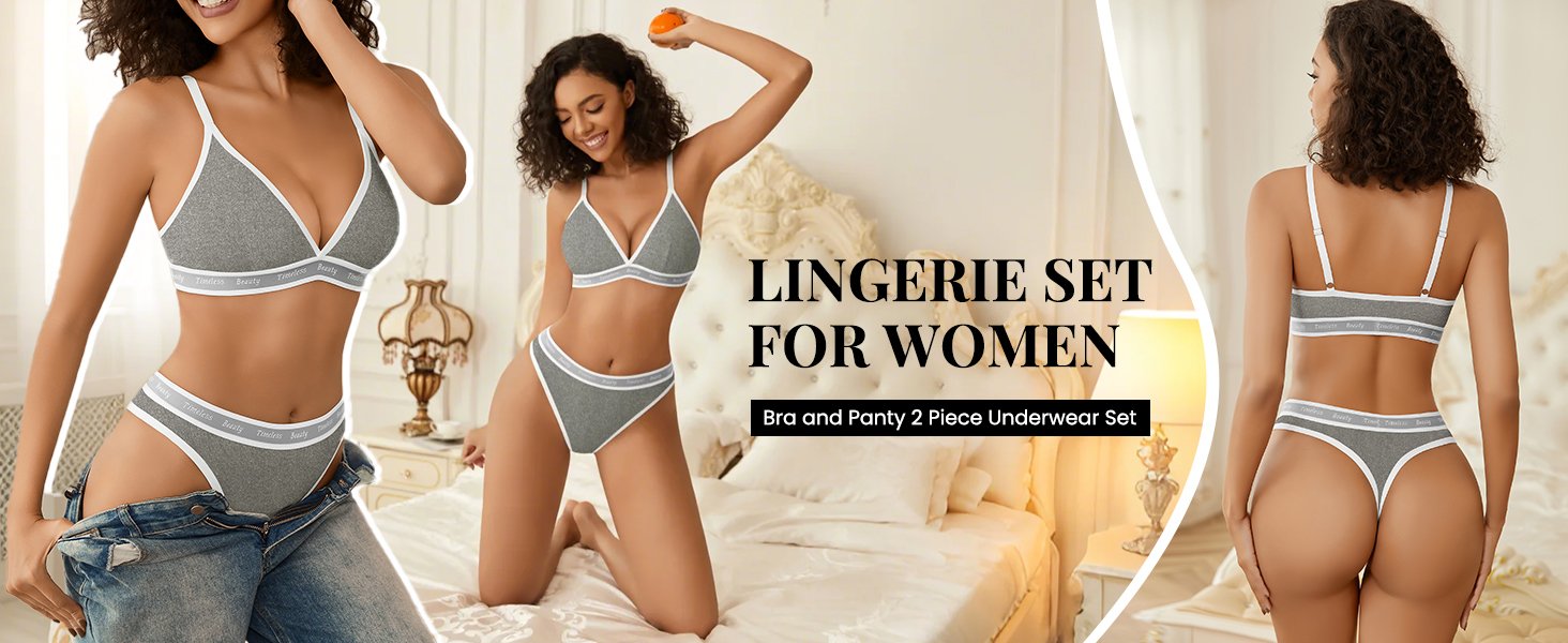 Womens Lingerie Contrast Matching Workout Sports Bra and Panty Set