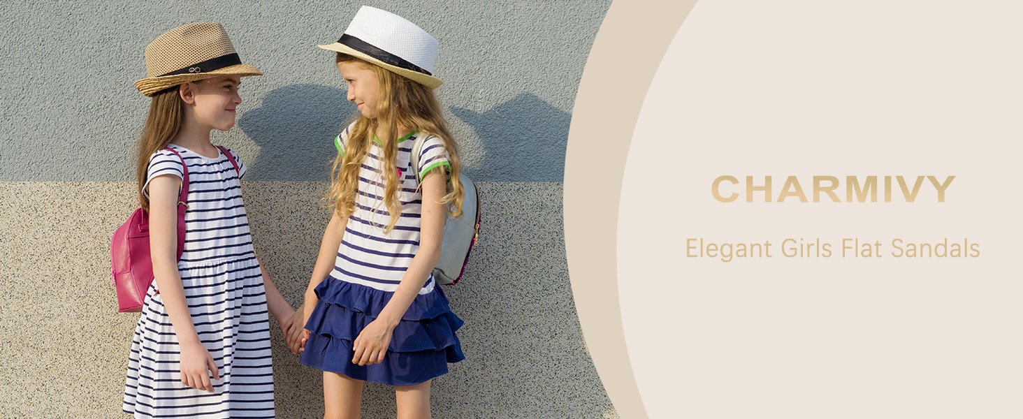 Girls Flat Sandals Toddler Sandals Little Girls Comfy Sandals White Sandals for Girls Brown Sandals