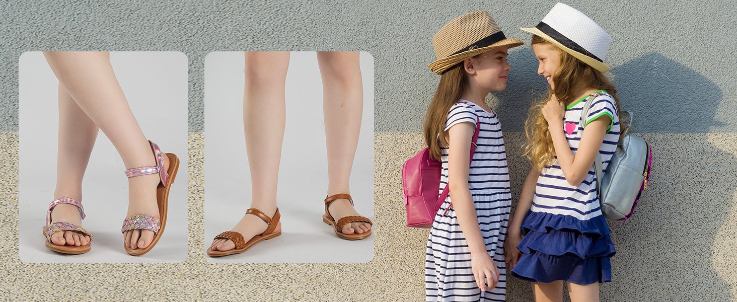 Girls Flat Sandals Toddler Sandals Little Girls Comfy Sandals White Sandals for Girls Brown Sandals