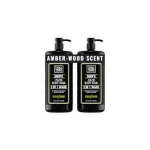 Dead Sea Collection Mens Body Wash 3 in 1 – Amber Wood Body Wash for Men – Shower Gel – Shampoo – Shower Soap for Face and Hair – Pack of 2 Bottles (33.8 Fl. Oz. Each)