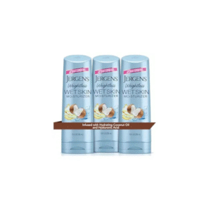 Jergens Wet Skin Body Moisturizer with Coconut Oil, In Shower Lotion for Dry Skin, Fast-Absorbing, Non-Sticky, Dermatologist Tested, 10 Oz, Pack of 3