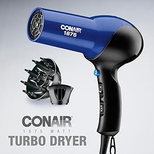 Conair 1875 Watt Turbo Dryer, hair dryer, hair styler, hair tool, fast drying, ionic technology