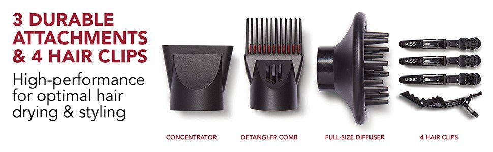 3 Durable Attachments and 4 Hair Clips
