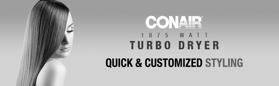 Conair 1875 Watt Turbo Dryer, Quick, Customized Styling and Hair Dryer, Powerful Turbo Hair Dryer