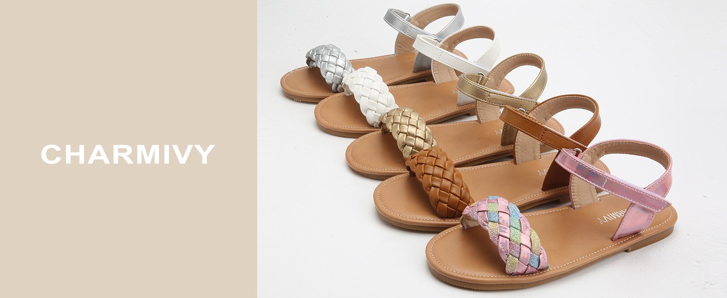 Girls Flat Sandals Toddler Sandals Little Girls Comfy Sandals White Sandals for Girls Brown Sandals