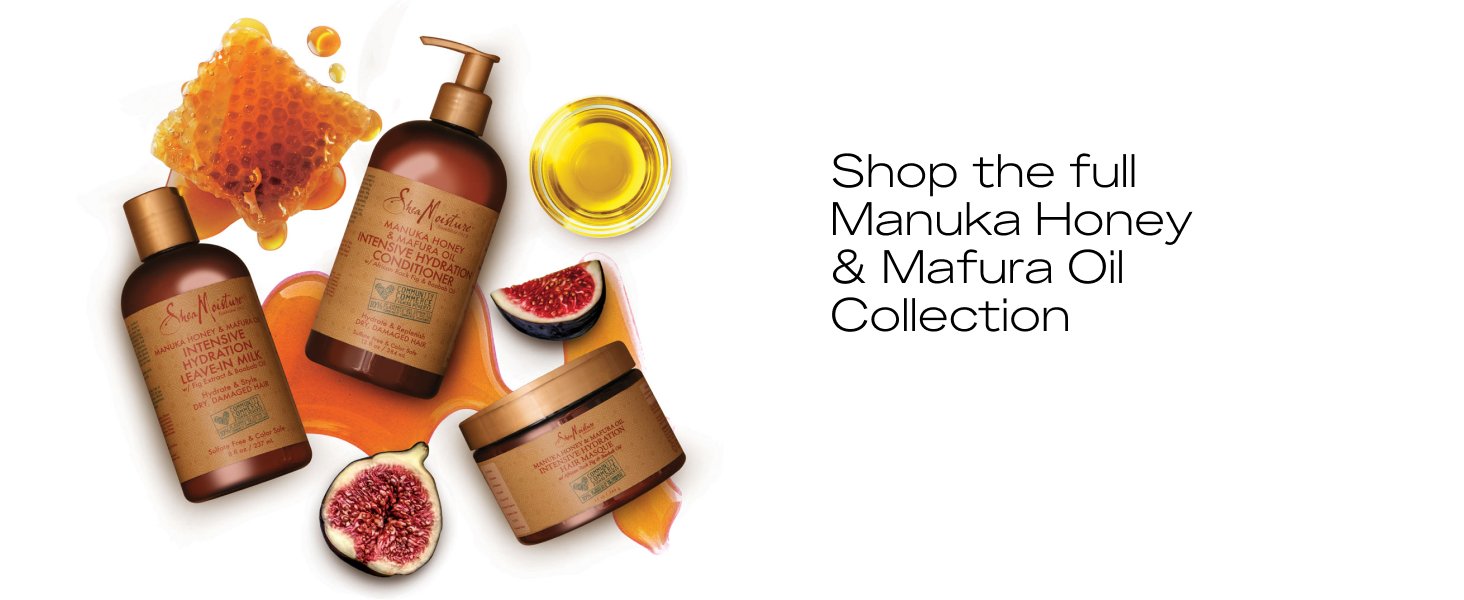 Products shot with figs and honey against white background with text.
